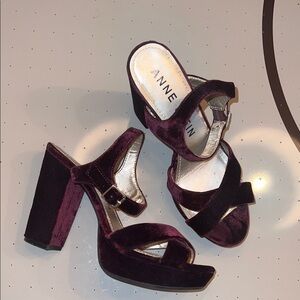 Anne Klein Burgundy velvet heels